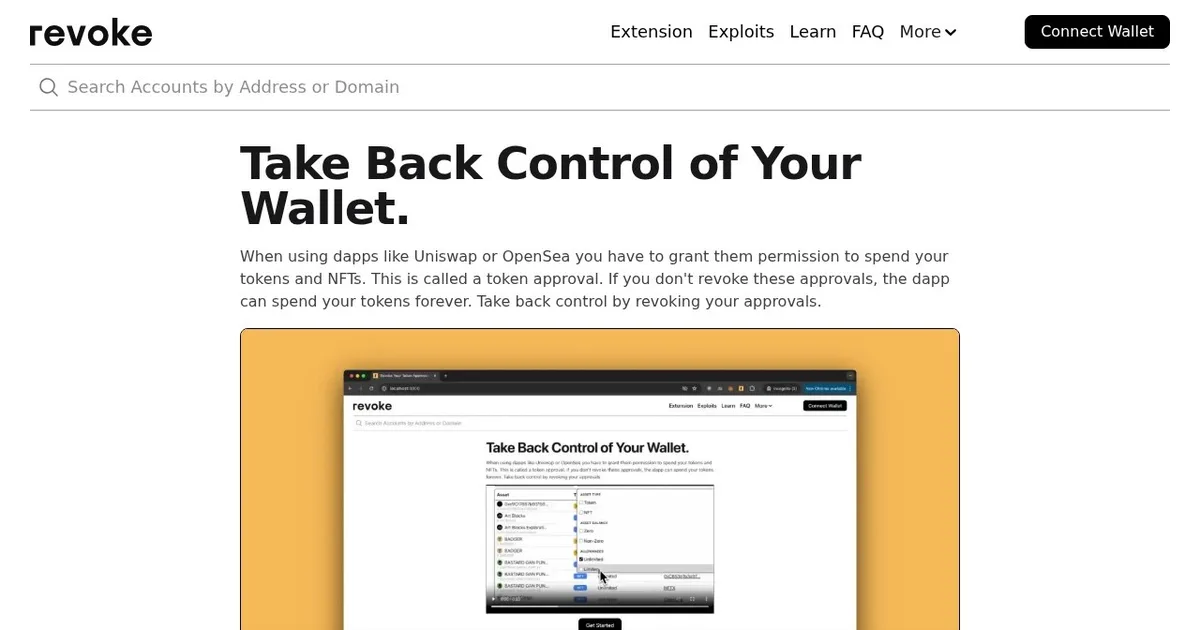 Revoke.cash — Kiểm tra và thu hồi quyền truy cập ví Web3